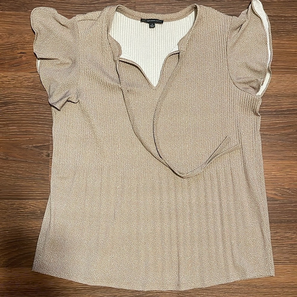 Adrianna Papell Cream Blouse with Polka Dots